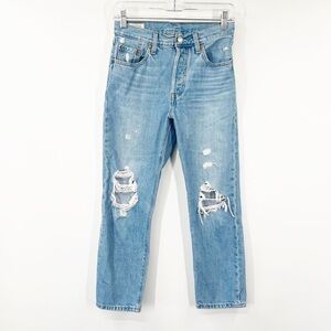 Levi’s 501 High Rise Straight Distressed Jeans Button Fly